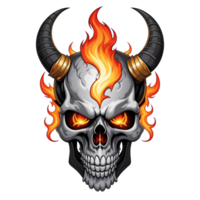 AI generated devil horned skull head png