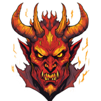 AI generated illustration of a horned devil's face png