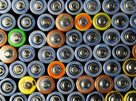 Salt and alkaline batteries, source of energy for portable technology. AAA and AA batteries photo