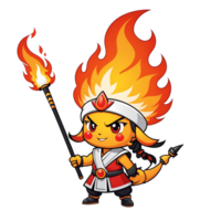 ilustración de un personaje participación un fuego palo png