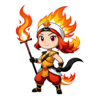 Illustration von ein Charakter halten ein Feuer Stock png