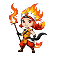 illustration de une personnage en portant une Feu bâton png