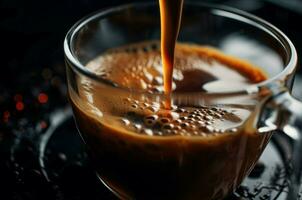 AI generated Velvety Espresso foam cup shot. Generate Ai photo