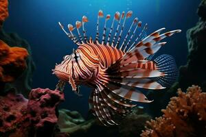 AI generated Exotic Ocean lionfish. Generate Ai photo