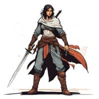 illustration de une ninja en portant une épée png
