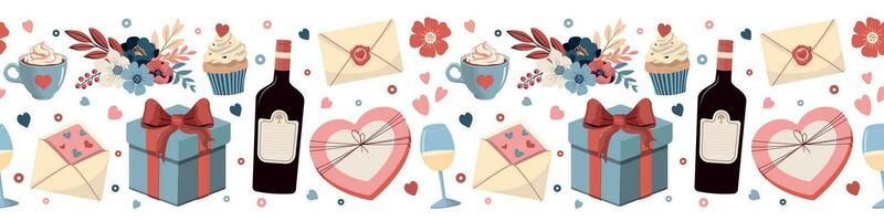 mano dibujado de la madre día sin costura patrón, linda horizontal borde, genial para pancartas San Valentín día linda ilustraciones. aislado en blanco antecedentes vector