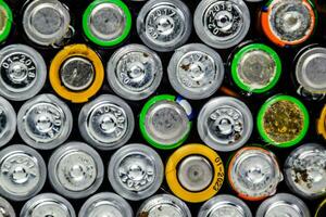 Salt and alkaline batteries, source of energy for portable technology. AAA and AA batteries photo