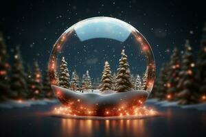 AI generated Elegantly designed 3D circle frame background perfect for Merry Christmas and Happy New Year AI Generated photo