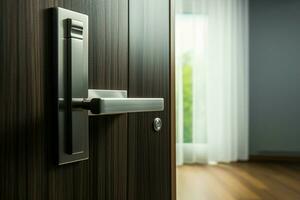 AI generated Room interior adorned with a modern door handle on white photo