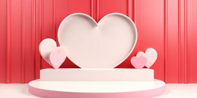 AI generated 3d render of valentine's day background with podium and heart  Generated ai photo