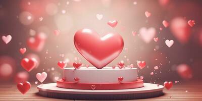 AI generated Valentine's day background with gift boxes and heart shaped balloons Happy Valentine's day  Generated ai photo