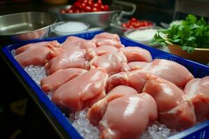 AI generated Poultry processing Stages of chicken meat production AI Generated photo