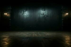 AI generated Eerie Halloween ambiance Dark horror background featuring vacant wooden planks AI Generated photo