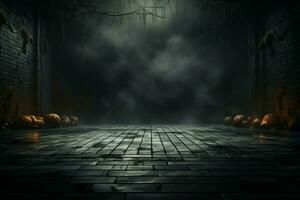 AI generated Spooky scene Mysterious Halloween atmosphere with chilling wooden planks backdrop AI Generated photo