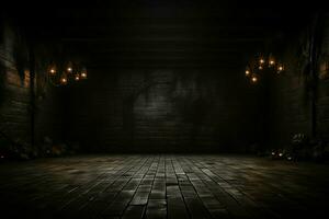 AI generated Eerie Halloween ambiance Dark horror background featuring vacant wooden planks AI Generated photo