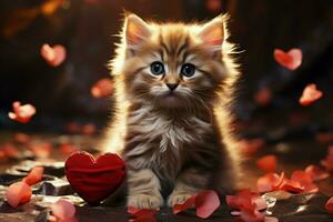 AI generated Affectionate kitty Cute kitten with a heart spreading warmth and joy AI Generated photo