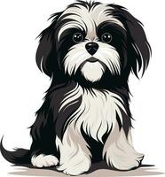 silueta personaje shih tzu perro, linda logo. vector