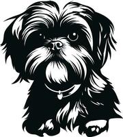 silhouette character shih tzu dog, cute logo. vector