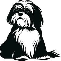 silhouette character shih tzu dog, cute logo. vector