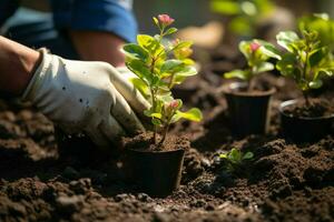 AI generated Climate action Planting a new tree to combat and mitigate climate change AI Generated photo