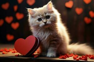 AI generated Affectionate kitty Cute kitten with a heart spreading warmth and joy AI Generated photo