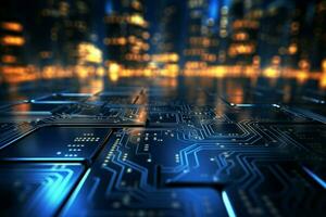 AI generated Futuristic technology backdrop cyber circuitry creates a stylish concept photo