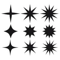 Swiss bauhaus y2k brutalist elements. Abstract geometric shapes, contemporary star figures. Vector memphis design, primitive element set