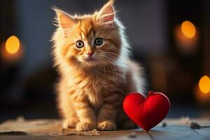 AI generated Affectionate kitty Cute kitten with a heart spreading warmth and joy AI Generated photo