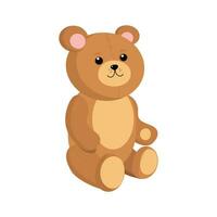 Cute toy bear. A smiling teddy bear sits on the floor. Soft cartoon toy Teddy Bear brown. Teddy bear. vector