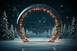 AI generated Festive 3D circle A frame background for celebrating the beauty of Christmas and New Year AI Generated photo