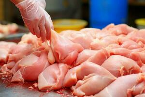 AI generated Poultry processing Stages of chicken meat production AI Generated photo