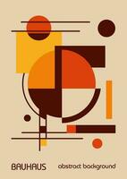 Minimal autumn orange colors vintage 20s geometric design posters, wall art, template, layout with primitive shapes elements. Bauhaus pattern background, circle, triangle and square line art vector