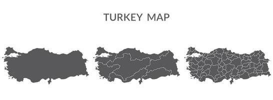 Turkey map set in grey color vector