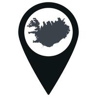 Black Pointer or pin location with Iceland map inside. Map of Iceland vector