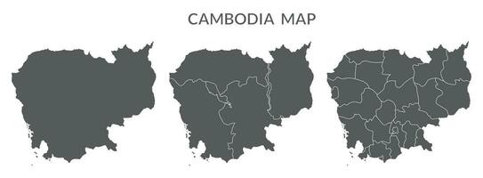 Camboya mapa conjunto en gris color vector