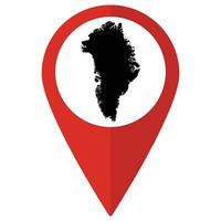 Red Pointer or pin location with Greenland map inside. Map of Greenland vector