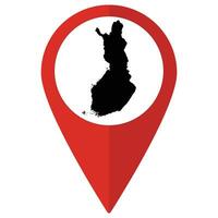 Red Pointer or pin location with Finland map inside. Map of Finland vector