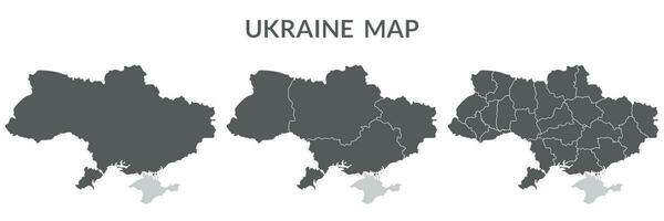 Ukraine map. Map of Ukraine in set in grey color vector