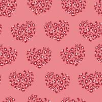 Seamless pattern with animal colored hearts. Abstract print for Valentine's Day. Vector graphics.