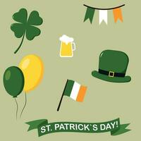 St. Patrick's Day Set. Vector illustration. Icons for the Irish holiday of St. Patrick