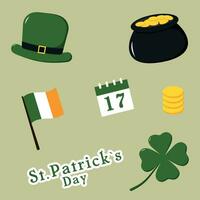 St. Patrick's Day Set. Vector illustration. Icons for the Irish holiday of St. Patrick