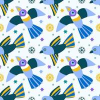 Artistic Winter pattern with birds and snowflakes. It can be used for textiles, fashion, wallpaper, wrapping paper, notebooks vector