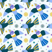 Artistic Winter pattern with birds and snowflakes. It can be used for textiles, fashion, wallpaper, wrapping paper, notebooks vector