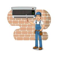 HVAC Service Cartoon Character Design Illustration vector