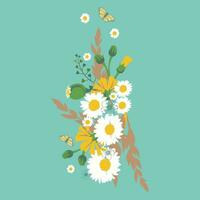 Flower vector illustration isolated on green background