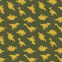 Dinosaur seamless vector illustration pattern isolated on green background