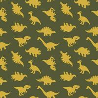 Dinosaur seamless vector illustration pattern isolated on green background