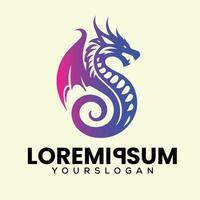dragon logo with purple and blue colors vector