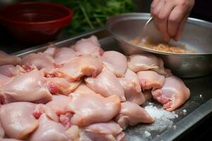 ai generado aves de corral Procesando etapas de pollo carne producción ai generado foto