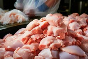 AI generated Chicken meat production process from farm to processing AI Generated photo